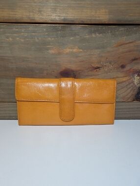 HOBO Mustard Yellow Leather Tab-Closure Wallet